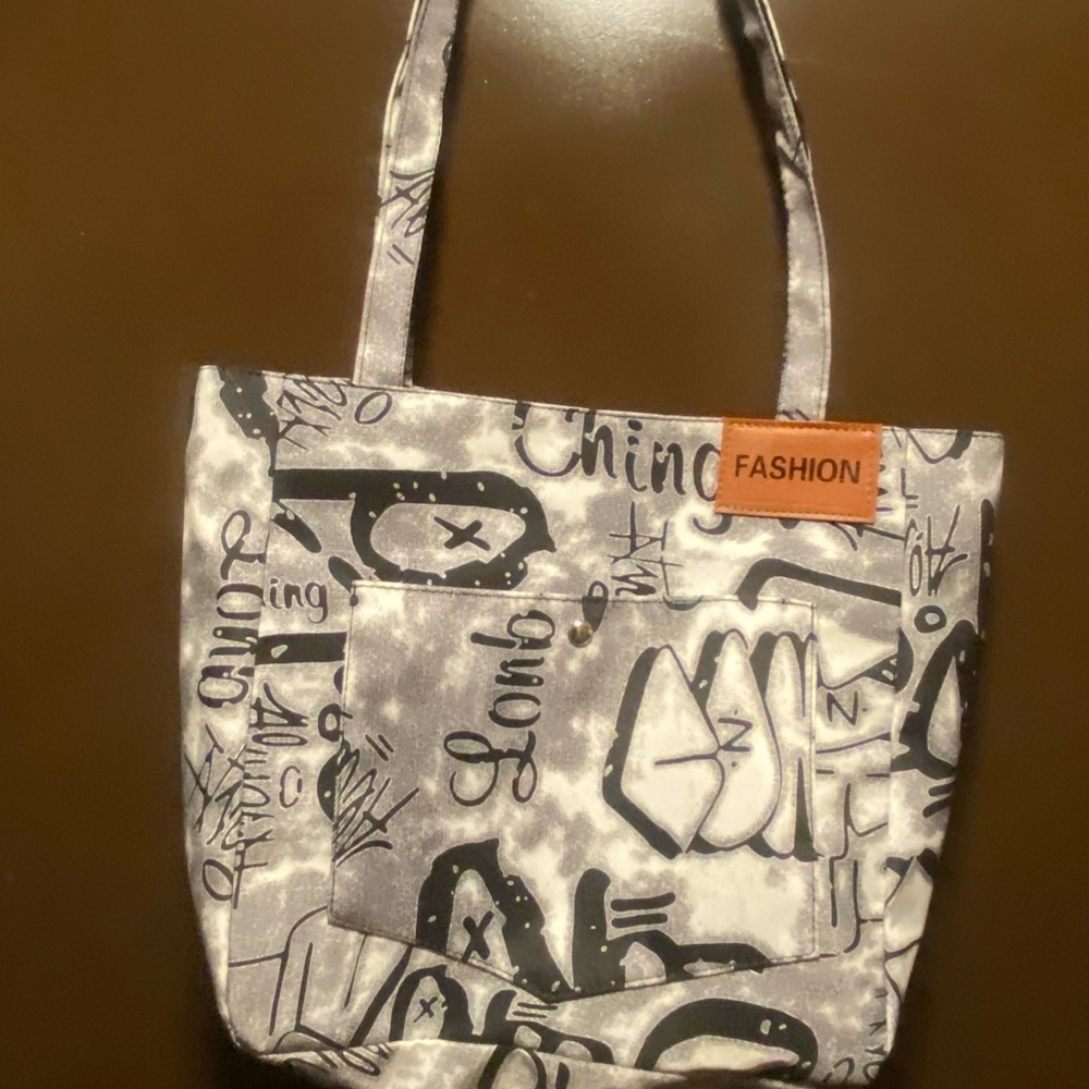 Gray Urban Graffiti Tote Bag